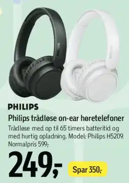 Føtex Philips trådløse on-ear høretelefoner (H5209) tilbud