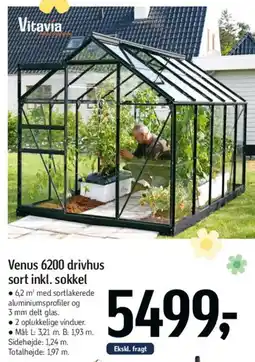 Føtex Venus 6200 drivhus sort inkl. sokkel tilbud