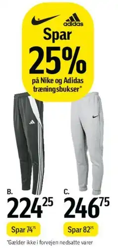 Føtex Nike og adidas træningsbukser tilbud