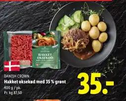 Lidl DANISH CROWN Hakket oksekød med 35% grønt tilbud