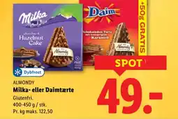 Lidl ALMONDY Milka- eller Daimtærte tilbud