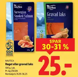 Lidl NAUTICA Røget eller gravad laks tilbud