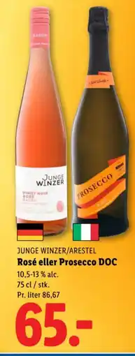 Lidl JUNGE WINZER/ARESTEL Rosé eller Prosecco DOC tilbud