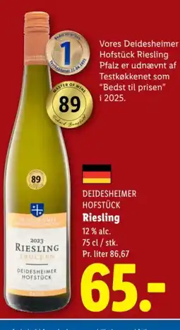 Lidl DEIDESHEIMER HOFSTÜCK Riesling tilbud