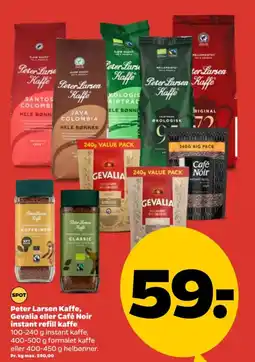 Netto Peter Larsen Kaffe, Gevalia eller Café Noir instant refill kaffe tilbud