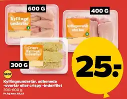 Netto Kyllingeunderlår, udbenede -overlår eller crispy-inderfilet tilbud