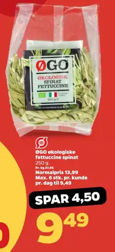Netto ØGO økologiske fettuccine spinat tilbud
