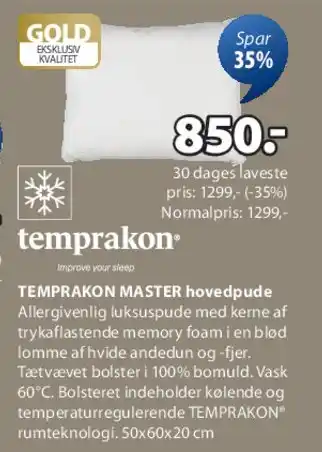 JYSK TEMPRAKON MASTER hovedpude tilbud
