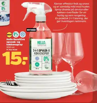 Netto Hello Sensitive opvask- og køkkenspray tilbud