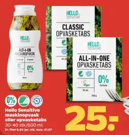 Netto Hello Sensitive maskinopvask eller opvasketabs tilbud