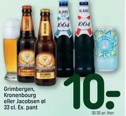 REMA 1000 Grimbergen, Kronenbourg eller Jacobsen ølEx. pant tilbud