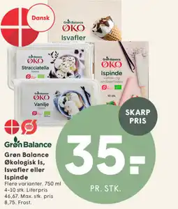 SPAR Grøn Balance Økologisk ls, Isvafler eller Ispinde tilbud