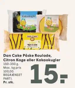 SPAR Dan Cake Påske Roulade, Citron Kage eller Kakaokugler tilbud