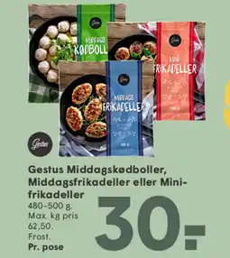 SPAR Gestus Middagskødboller, Middagsfrikadeller eller Mini- frikadeller tilbud