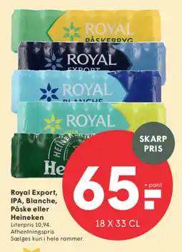 SPAR Royal Export, IPA, Blanche, Påske eller Heineken tilbud