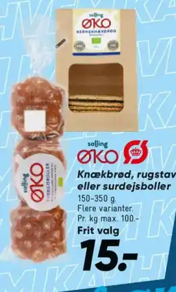 Bilka Salling ØKO Knækbrød, rugstave eller surdejsboller tilbud