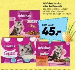 Bilka Whiskas Junior eller kattemælk tilbud