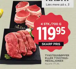 MENY Tykstegsbøffer eller tykstegs- medaljoner tilbud