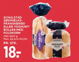 MENY Schulstad sødmælks- franskbrød eller yoghurt- boller med fuldkorn tilbud