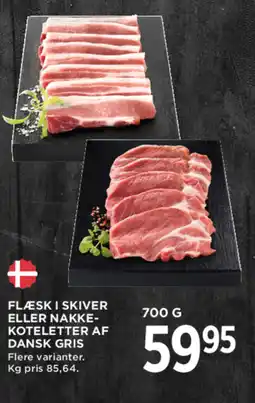 MENY Flæski skiver eller nakke- koteletter af dansk gris tilbud