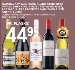 MENY Kamona Bay sauvignon blanc, Tunt Bros shiraz zinfandel, Bird's tree sweet rosé tilbud
