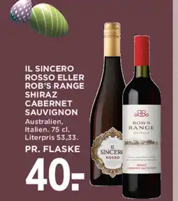 MENY IL Sincero rosso eller rob's range shiraz cabernet sauvignon tilbud