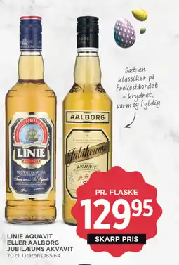 MENY Linie Aquavit eller Aalborg jubilæums akvavit tilbud