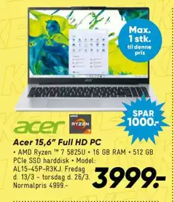 Bilka Acer 15,6" Full HD PC tilbud