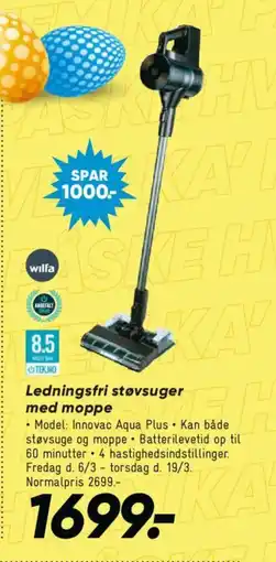 Bilka Ledningsfri støvsuger med moppe tilbud