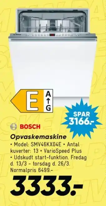 Bilka BOSCH Opvaskemaskine tilbud