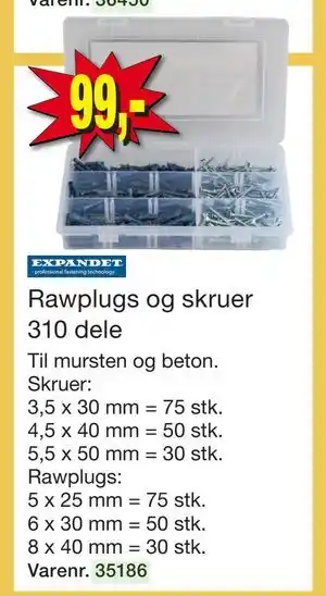 Harald Nyborg Rawplugs og skruer 310 dele tilbud