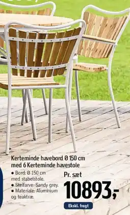 Føtex Kerteminde havebord Ø 150 cm med 6 Kerteminde havestole tilbud