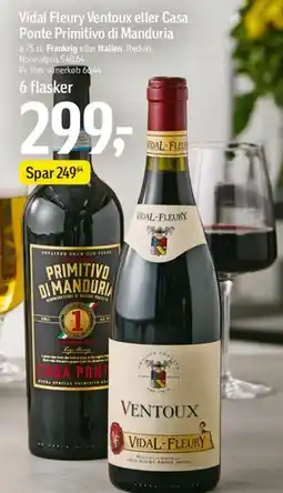 Føtex Vidal-Fleury Ventoux eller Casa Ponte Primitivo di Manduria (6 flasker tilbud) tilbud