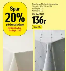 Føtex Damask duge / borddug tilbud