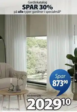 JYSK SPAR 30% på. alle. typer gardiner i specialmål tilbud