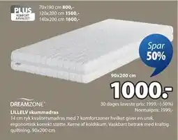 JYSK LILLELV skummadras tilbud