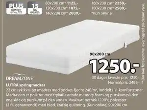 JYSK LUTRA springmadras tilbud