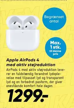 Bilka Apple AirPods 4 med aktiv støjreduktion tilbud