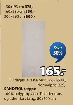 JYSK SANDFIOL tæppe tilbud