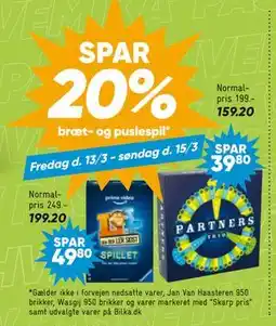 Bilka SPAR. 20% bræt- og puslespil tilbud
