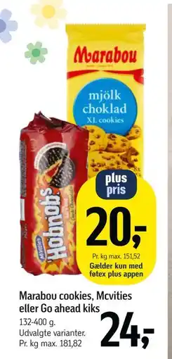 Føtex Marabou cookies, Mcvities eller Go ahead kiks tilbud