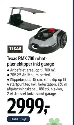 Føtex Texas RMX 700 robotplæneklipper inkl garage tilbud