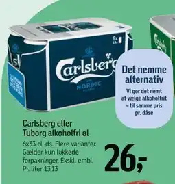 Føtex Carlsberg eller Tuborg alkoholfri øl tilbud