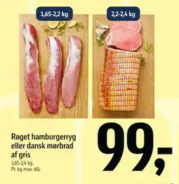 Føtex Røget hamburgerryg eller dansk mørbrad af gris tilbud