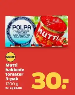 Netto Mutti hakkede tomater 3-pak tilbud
