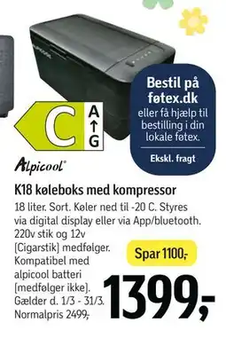 Føtex K18 køleboks med kompressor tilbud