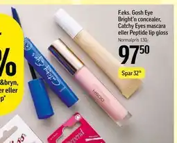 Føtex Gosh Eye Bright’n concealer, Catchy Eyes mascara eller Peptide lip gloss tilbud