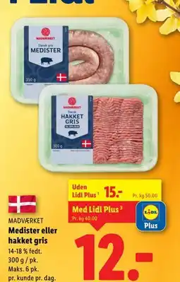 Lidl Medister eller hakket gris tilbud