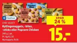 Lidl Kyllingenuggets, -bites, -sticks eller Popcorn Chicken tilbud