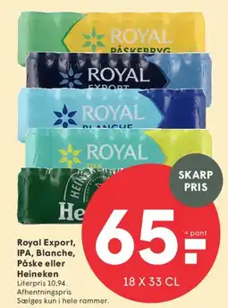 SPAR Royal Export / IPA / Blanche / Påske eller Heineken (pakke) tilbud